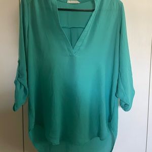 LUSH Boutique Teal 3/4 Sleeve Top